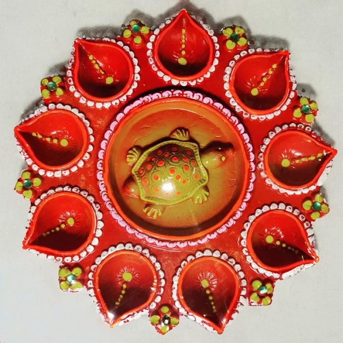 Decorative TerracottaTable Diya  (Pack of 9 | 9.5 Inch)