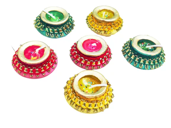 Decorative Fancy Clay Matki Diya Candle(Set of - 6)