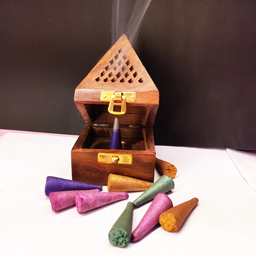 Sambrani Wooden Dhoop Stand  With 15 Incense Sticks