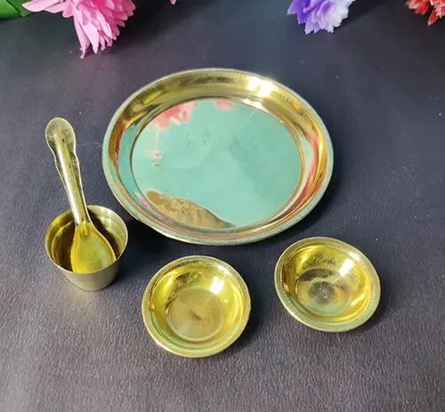 Small size brass pooja thali (7.5 cm)