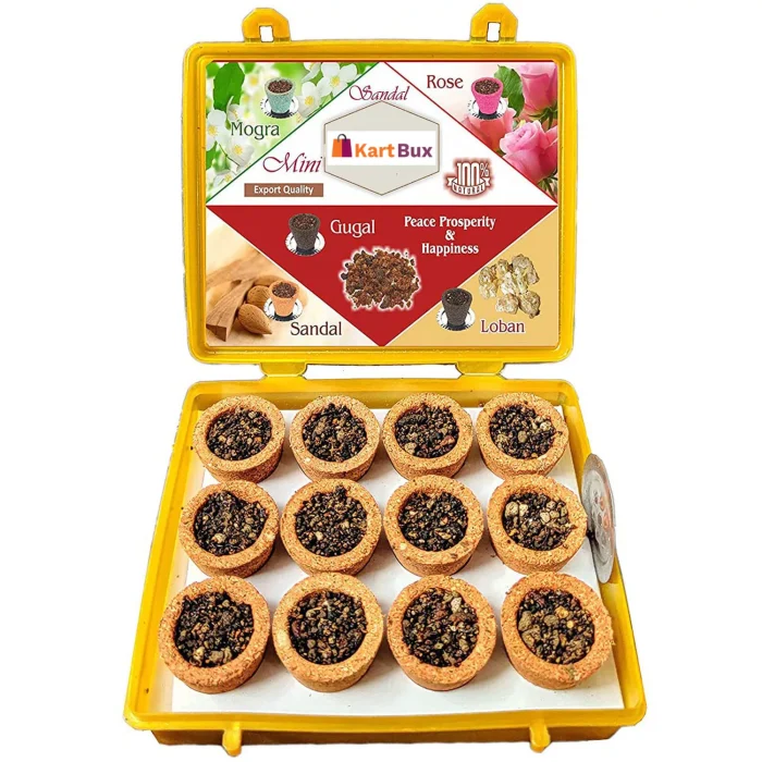 Mini Sambrani Dhoop Cup for Pooja Hawan, Non Toxic Charcoal Free, Dhoop Cups Sandal Flavor - 1 Pack