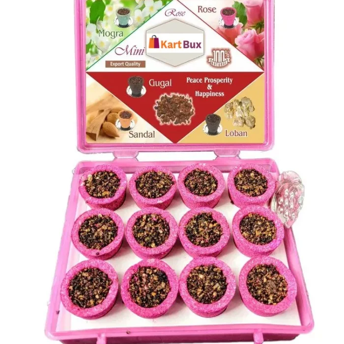 Mini Sambrani Dhoop Cup for Pooja Hawan, Non Toxic Charcoal Free, Dhoop Cups Rose Flavor - 1 Pack