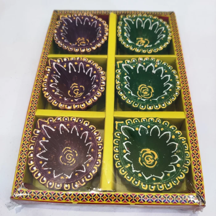 Hand Made Decorative Oil Clay Diya (set of 6)