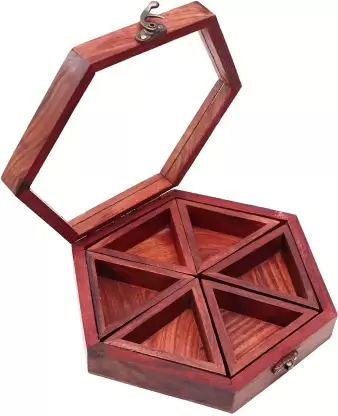 Wooden Spice Box - Made with sheesham wood
