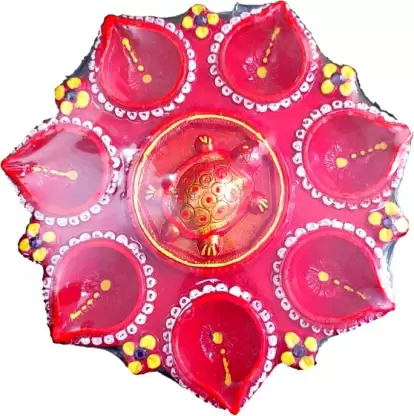 Terracotta Table Diya  (Pack of 7 | 8.2 Inch)