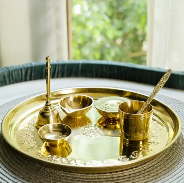 7 Piece Brass Pooja Thali Set