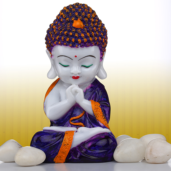 Baby Monk Buddha  Showpiece for Home Decor (Blue) Marble – 8 Inch