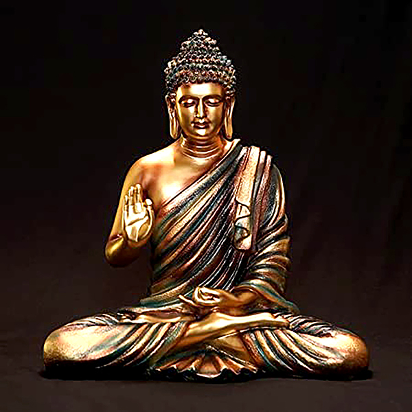 Meditation Big Buddha Showpiece for Home Decor (Antique Golden) Polyresin – 15 Inch
