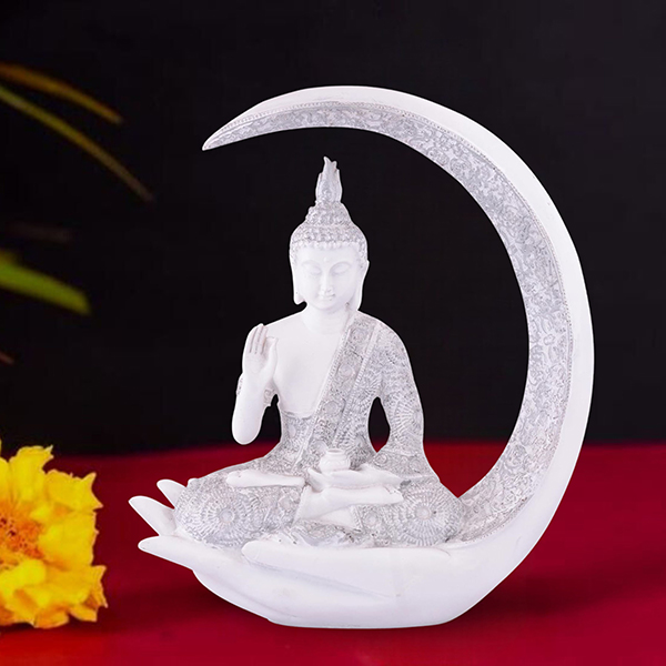 Chand Buddha Idol Showpiece for Home Decor (White) Polyresin – 10 Inch