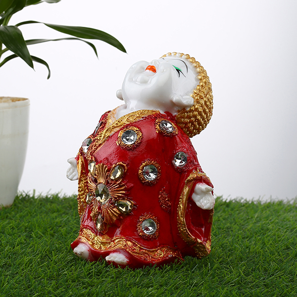 Baby Monk Buddha  Showpiece for Home Decor (Red) Marble – 7 Inch