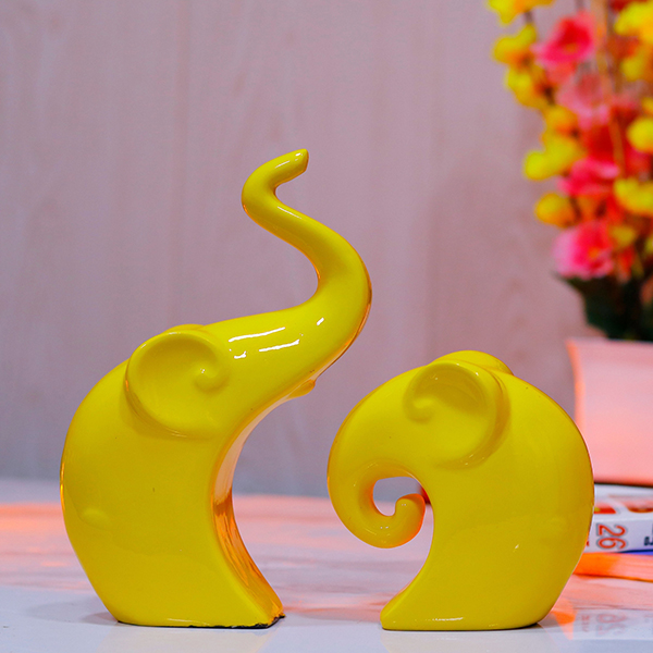 Charming Elephant Showpiece for ome Decor – (Yellow) 9 inch