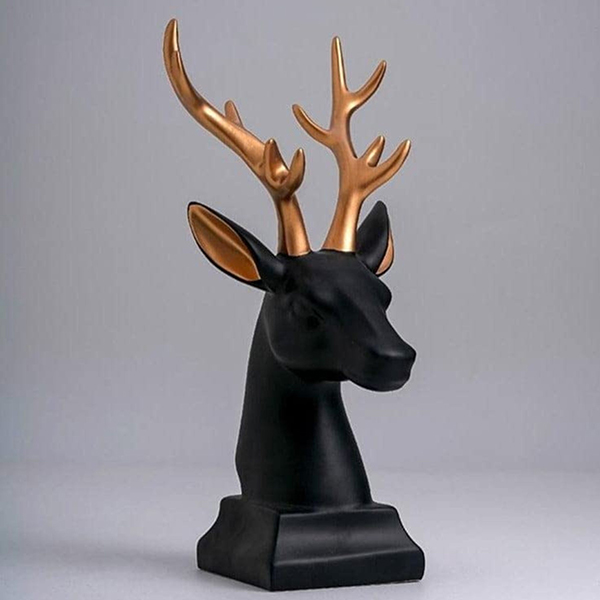 Deer Face Showpiece for Home Decor (Black) Polyresin – 6 Inch