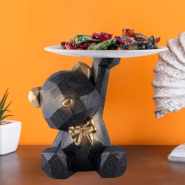 7-Inch Geometric Bear Candy Holder with Tray