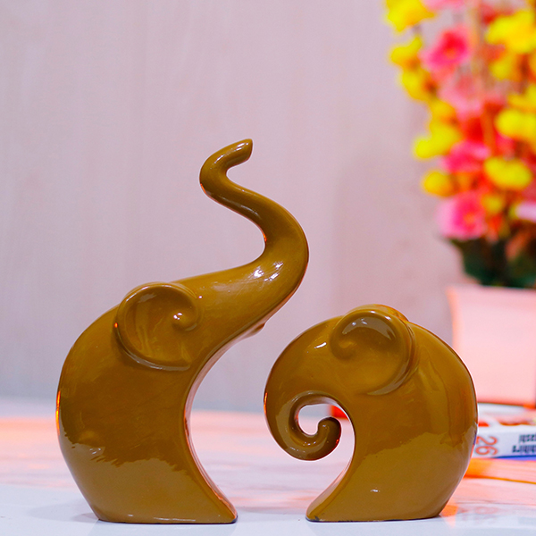 Charming Elephant Showpiece for ome Decor – (Brown) 9 inch