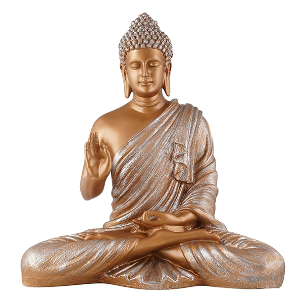 Meditation Big Buddha Showpiece for Home Decor (Brown & Silver) Polyresin – 15 Inch