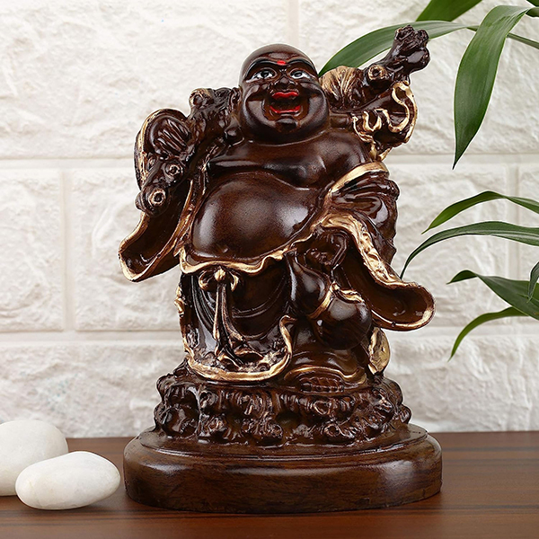 Laughing Buddha Showpiece for Home Decor (Brown) Polyresin – 7.5 Inch