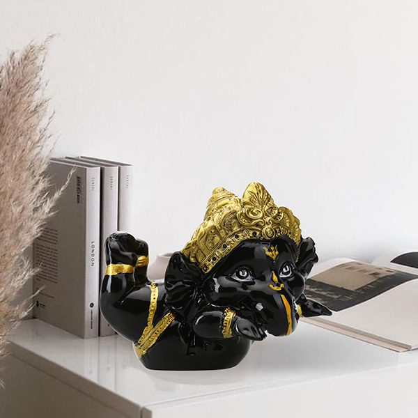Flying Ganesha Idol Showpiece for Home Decor (Black) Polyresin – 3 Inch