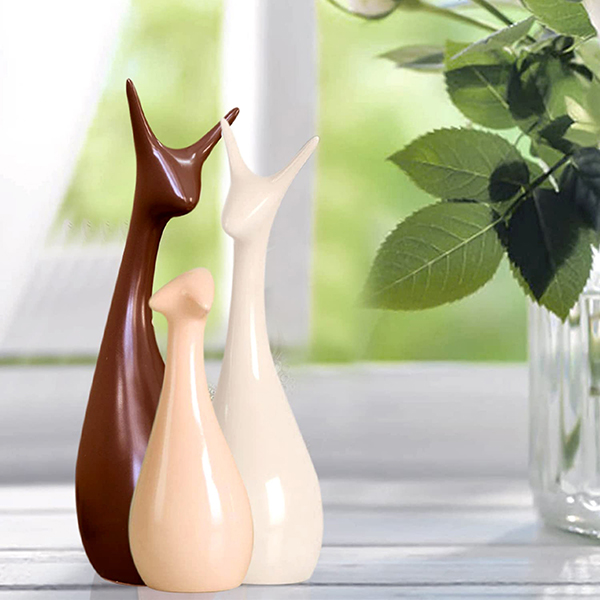 Lucky Deer Family Showpiece for Home Decor (Multicolor) Polyresin – 10 Inch