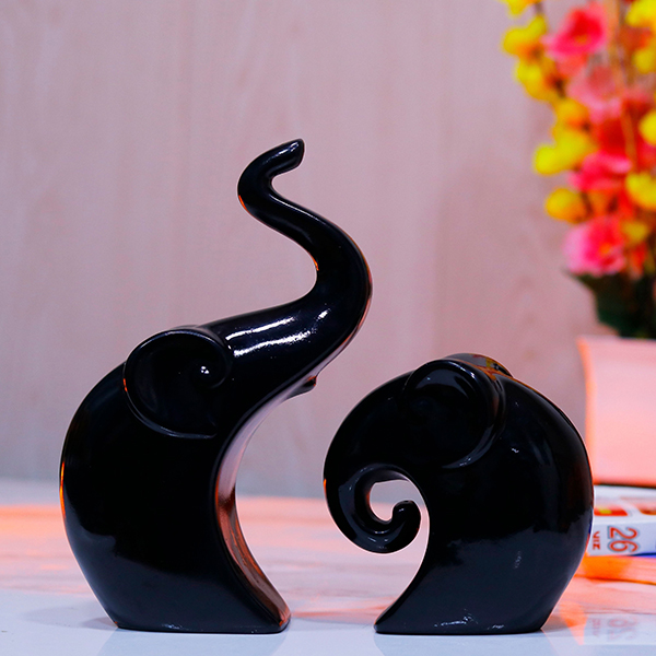 Charming Elephant Showpiece for Home Decor – (Black) 9 inch