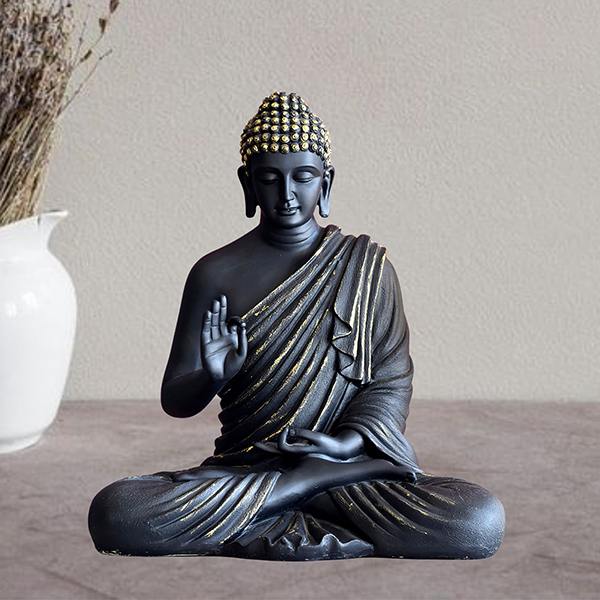 Meditation Big Buddha Showpiece for Home Decor (Black) Polyresin – 15 Inch