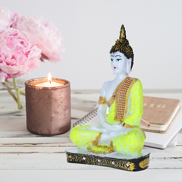 Meditation Buddha Showpiece for Home Decor (Neon) Marble – 9.5 Inch
