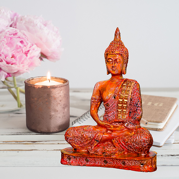 Meditation Buddha Showpiece for Home Decor (Multicolor) Polyresin – 9.5 Inch