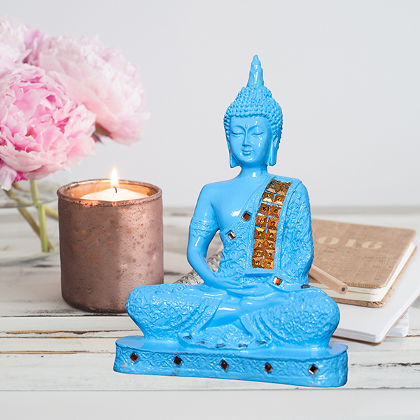 Meditation Buddha Showpiece for Home Decor (Blue) Polyresin – 9.5 Inch