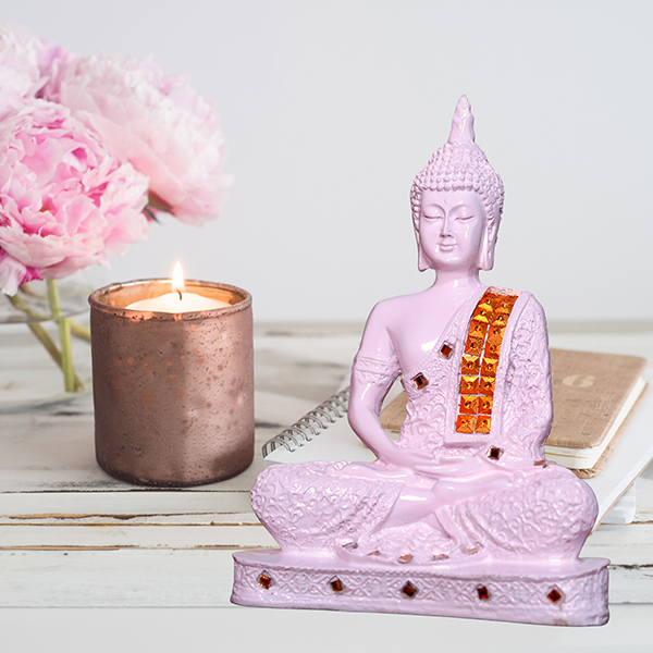 Meditation Buddha Showpiece for Home Decor (Light Pink) Polyresin – 9.5 Inch