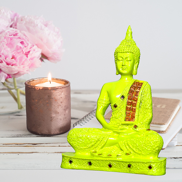 Meditation Buddha Showpiece for Home Decor (Neon) Polyresin – 9.5 Inch