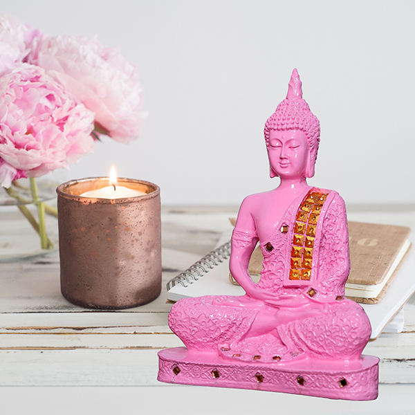 Meditation Buddha Showpiece for Home Decor (Pink) Polyresin – 9.5 Inch