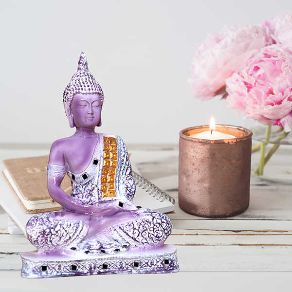 Meditation Buddha Showpiece for Home Decor (Purple & White) Polyresin – 9.5 Inch