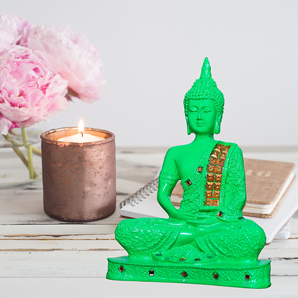 Meditation Buddha Showpiece for Home Decor (Green) Polyresin – 9.5 Inch