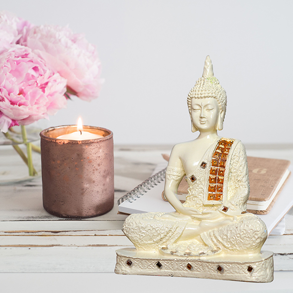 Meditation Buddha Showpiece for Home Decor (Light Yellow) Polyresin – 9.5 Inch