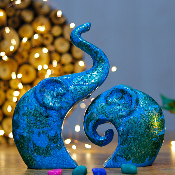 Charming Elephant Showpiece for Home Decor – (Blue) 9 inch