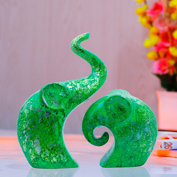 Charming Elephant Showpiece for Home Decor – (Green) 9 inch