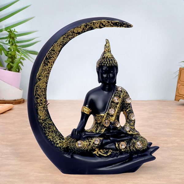 Chand Buddha Idol Showpiece for Home Decor (Antique Gold) Polyresin – 8 Inch