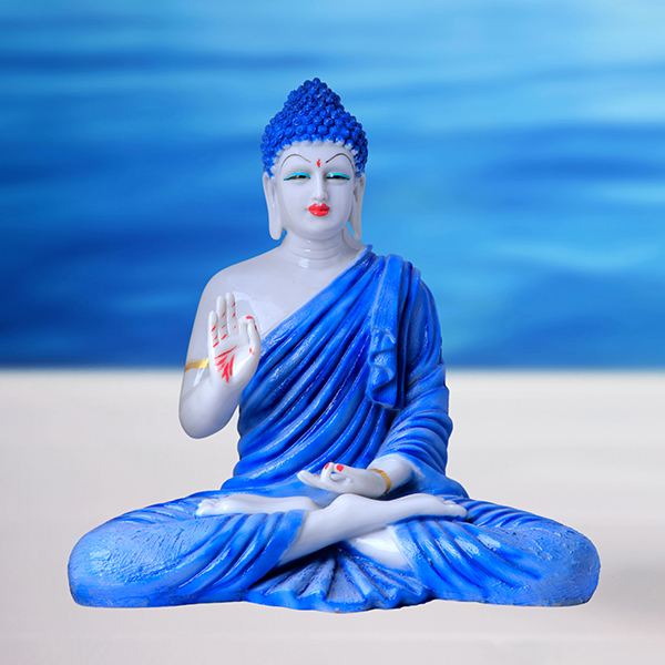 Meditation Big Buddha Showpiece for Home Decor (Blue) Marble – 15 Inch