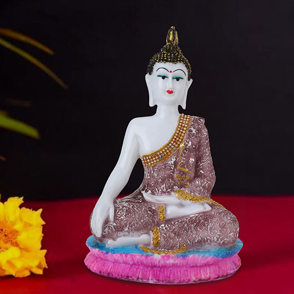 Hand Down Buddha Showpiece for Home Decor (Brown) Marble – 10.5 Inch