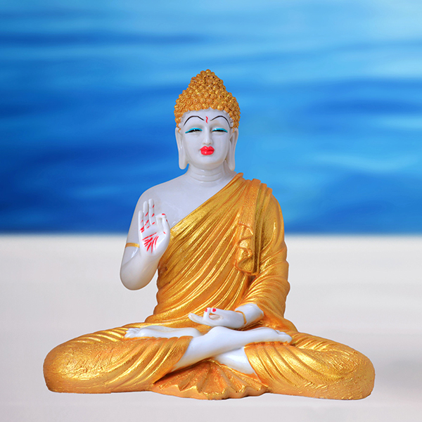 Meditation Big Buddha Showpiece for Home Decor (Golden) Marble – 15 Inch