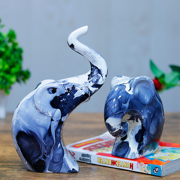 Charming Elephant Showpiece for Home Decor – (Grey Marble) 9 inch