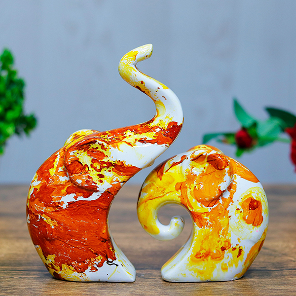 Charming Elephant Showpiece for Home Decor – (Mustard) 9 inch