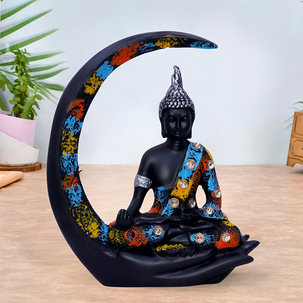 Chand Buddha Idol Showpiece for Home Decor (Multicolor) Polyresin – 8 Inch