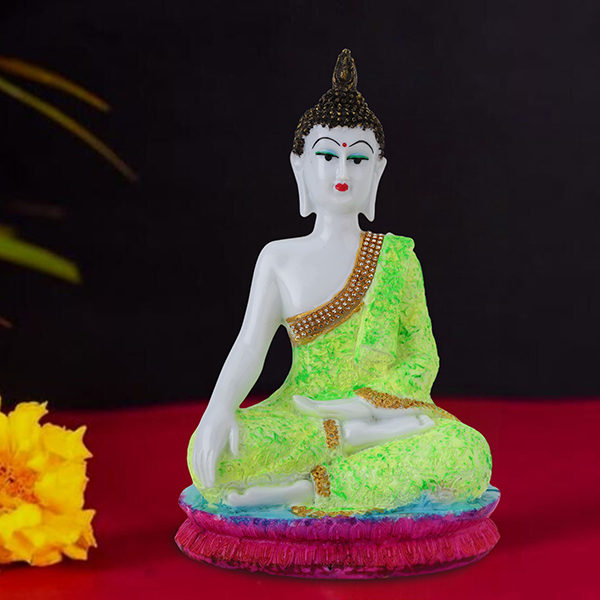 Hand Down Buddha Showpiece for Home Decor (Light Green) Marble – 10.5 Inch