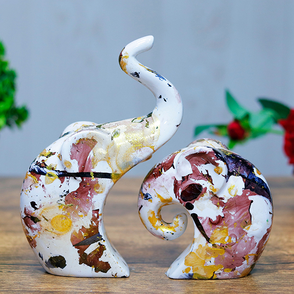 Charming Elephant Showpiece for Home Decor – (Multicolor) 9 inch