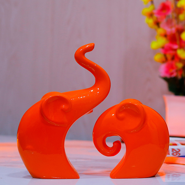 Charming Elephant Showpiece for ome Decor – (Orange) 9 inch