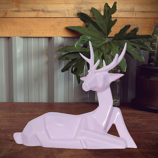 Sitting Deer Showpiece for Home Decor (Pink) Polyresin – 6.5 Inch