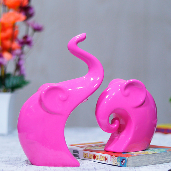 Charming Elephant Showpiece for Home Decor – (Pink) 9 inch