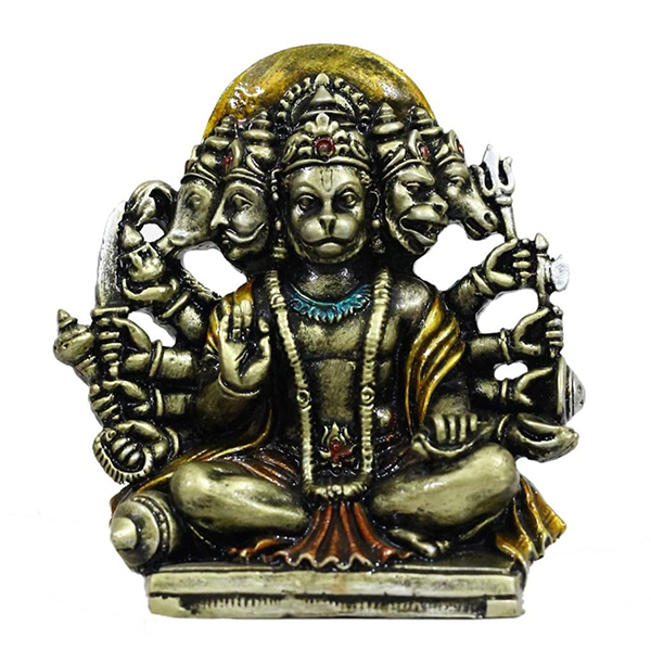 Panchmukhi Hanuman Idol Showpiece for Home Decor (Antique) Polyresin – 6 Inch