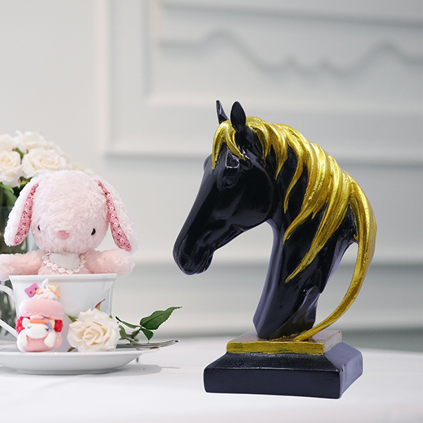 Horse Head Showpiece for Home Decor (Black) Polyresin – 8 Inch
