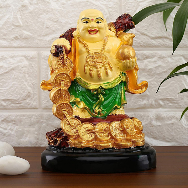 Laughing Buddha Showpiece for Home Decor (Multicolor) Polyresin – 7.5 Inch